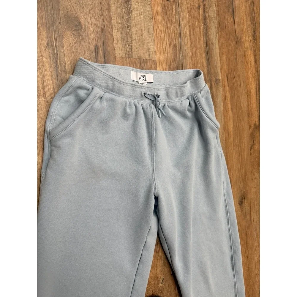 Athleta Girl Retroactive Jogger Pants Youth Large 12 Blue Fleece Lined
